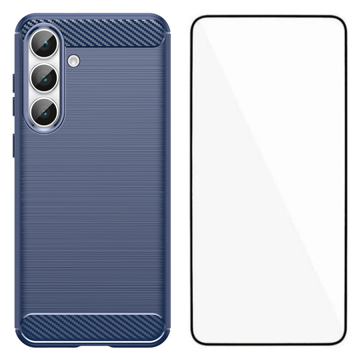 For Samsung Galaxy S25 FE Case with Tempered Glass WANLONFENG LS Series Brushed Texture TPU Phone Cover