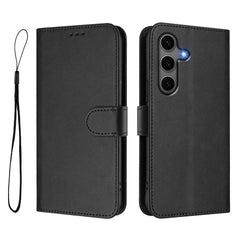 For Samsung Galaxy S24+ / Galaxy S25+ Wallet Case RFID Blocking Calf Texture Leather Stand Phone Cover with Strap