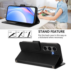 For Samsung Galaxy S24+ / Galaxy S25+ Wallet Case RFID Blocking Calf Texture Leather Stand Phone Cover with Strap