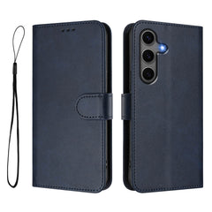 For Samsung Galaxy S24+ / Galaxy S25+ Wallet Case RFID Blocking Calf Texture Leather Stand Phone Cover with Strap