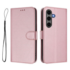For Samsung Galaxy S24+ / Galaxy S25+ Wallet Case RFID Blocking Calf Texture Leather Stand Phone Cover with Strap