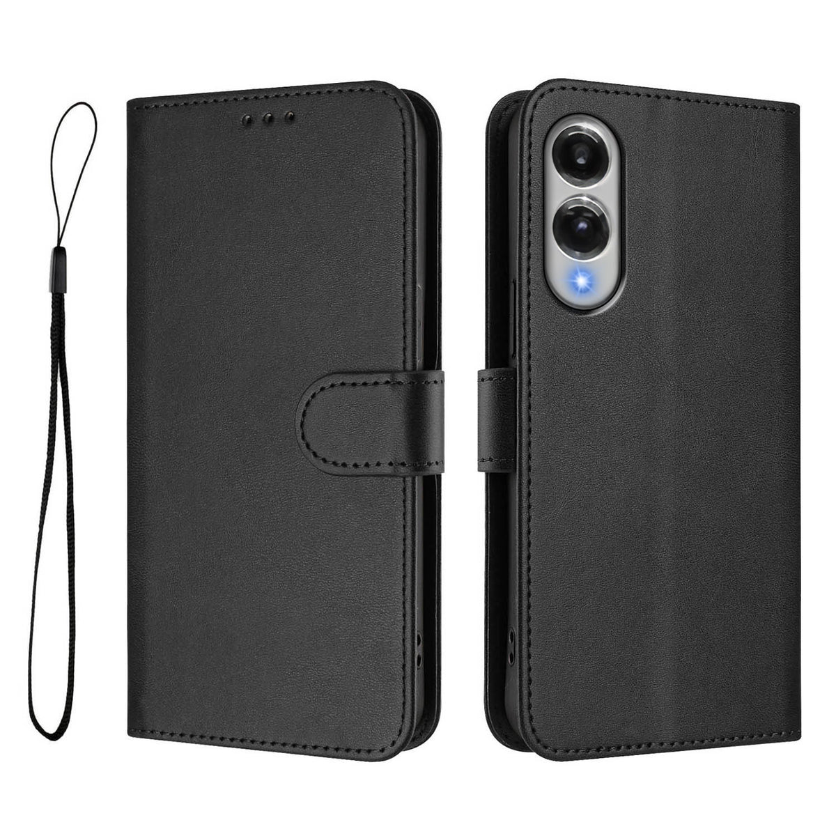 For Samsung Galaxy S25 Edge Wallet Case RFID Blocking Calf Texture Leather Stand Phone Cover with Strap - TechGearPal