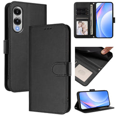 For Samsung Galaxy S25 Edge Wallet Case RFID Blocking Calf Texture Leather Stand Phone Cover with Strap