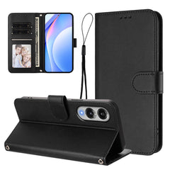 For Samsung Galaxy S25 Edge Wallet Case RFID Blocking Calf Texture Leather Stand Phone Cover with Strap