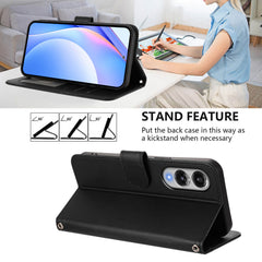 For Samsung Galaxy S25 Edge Wallet Case RFID Blocking Calf Texture Leather Stand Phone Cover with Strap