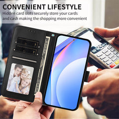 For Samsung Galaxy S25 Edge Wallet Case RFID Blocking Calf Texture Leather Stand Phone Cover with Strap