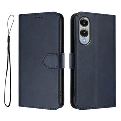 For Samsung Galaxy S25 Edge Wallet Case RFID Blocking Calf Texture Leather Stand Phone Cover with Strap
