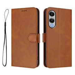 For Samsung Galaxy S25 Edge Wallet Case RFID Blocking Calf Texture Leather Stand Phone Cover with Strap
