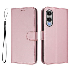 For Samsung Galaxy S25 Edge Wallet Case RFID Blocking Calf Texture Leather Stand Phone Cover with Strap