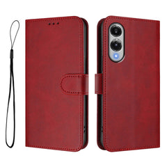 For Samsung Galaxy S25 Edge Wallet Case RFID Blocking Calf Texture Leather Stand Phone Cover with Strap