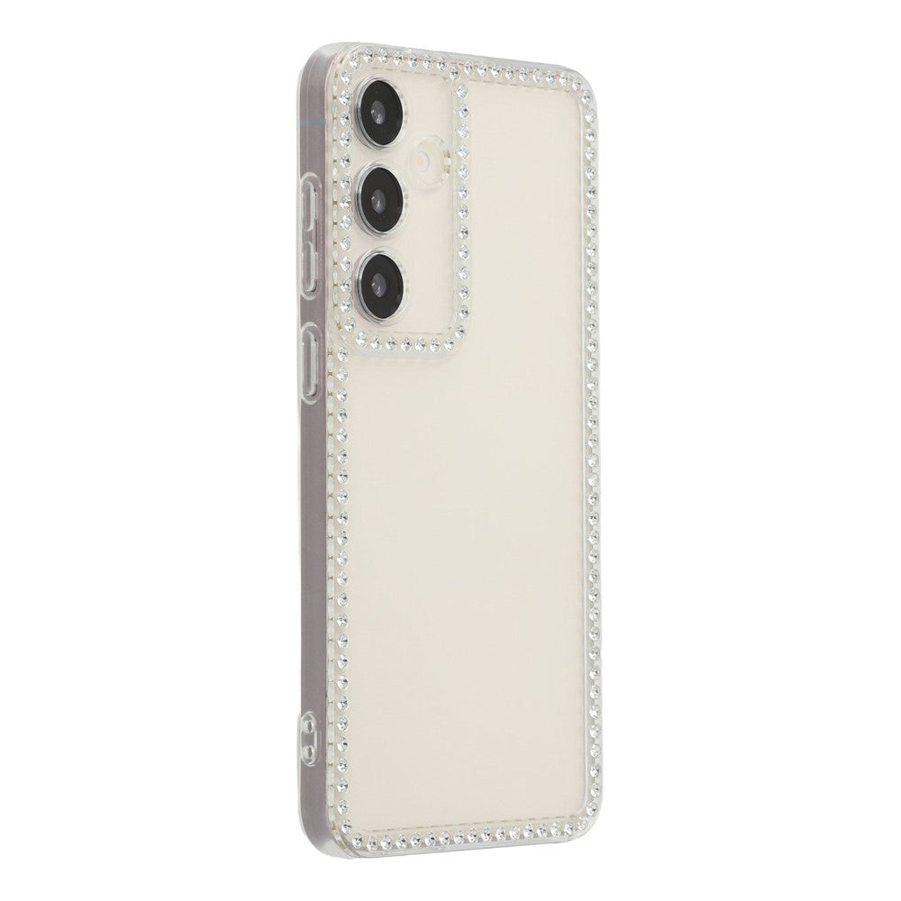For Samsung Galaxy S24+ TPU Case Rhinestone Decor Clear Phone Back Cover, Precise Cutout