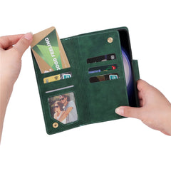 Für Samsung Galaxy S25 FE Hülle Reißverschluss Brieftasche Nietendekor Leder Telefonabdeckung mit Handschlaufe 