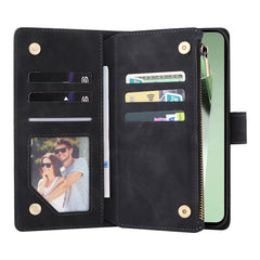 Étui portefeuille en cuir avec fermeture éclair et plusieurs emplacements pour cartes pour Samsung Galaxy S25 FE, avec dragonne 