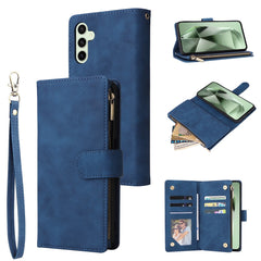 Étui portefeuille en cuir avec fermeture éclair et plusieurs emplacements pour cartes pour Samsung Galaxy S25 FE, avec dragonne 