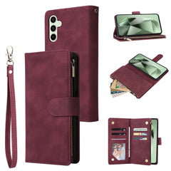 Étui portefeuille en cuir avec fermeture éclair et plusieurs emplacements pour cartes pour Samsung Galaxy S25 FE, avec dragonne 