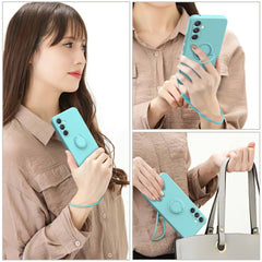 Coque en silicone avec anneau et béquille pour Samsung Galaxy S25 FE 