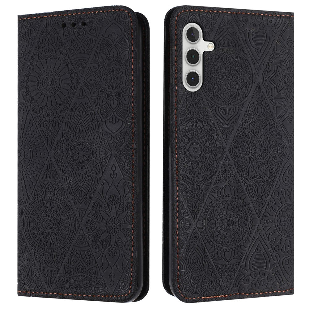For Samsung Galaxy S25 FE Case Imprinted Flower Wallet Stand Leather Phone Cover