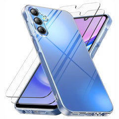 For Samsung Galaxy S25 FE Case TPU Clear Phone Cover + 2PCS Tempered Glass Screen Film 2.5D Arc Edge