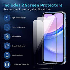 For Samsung Galaxy S25 FE Case TPU Clear Phone Cover + 2PCS Tempered Glass Screen Film 2.5D Arc Edge
