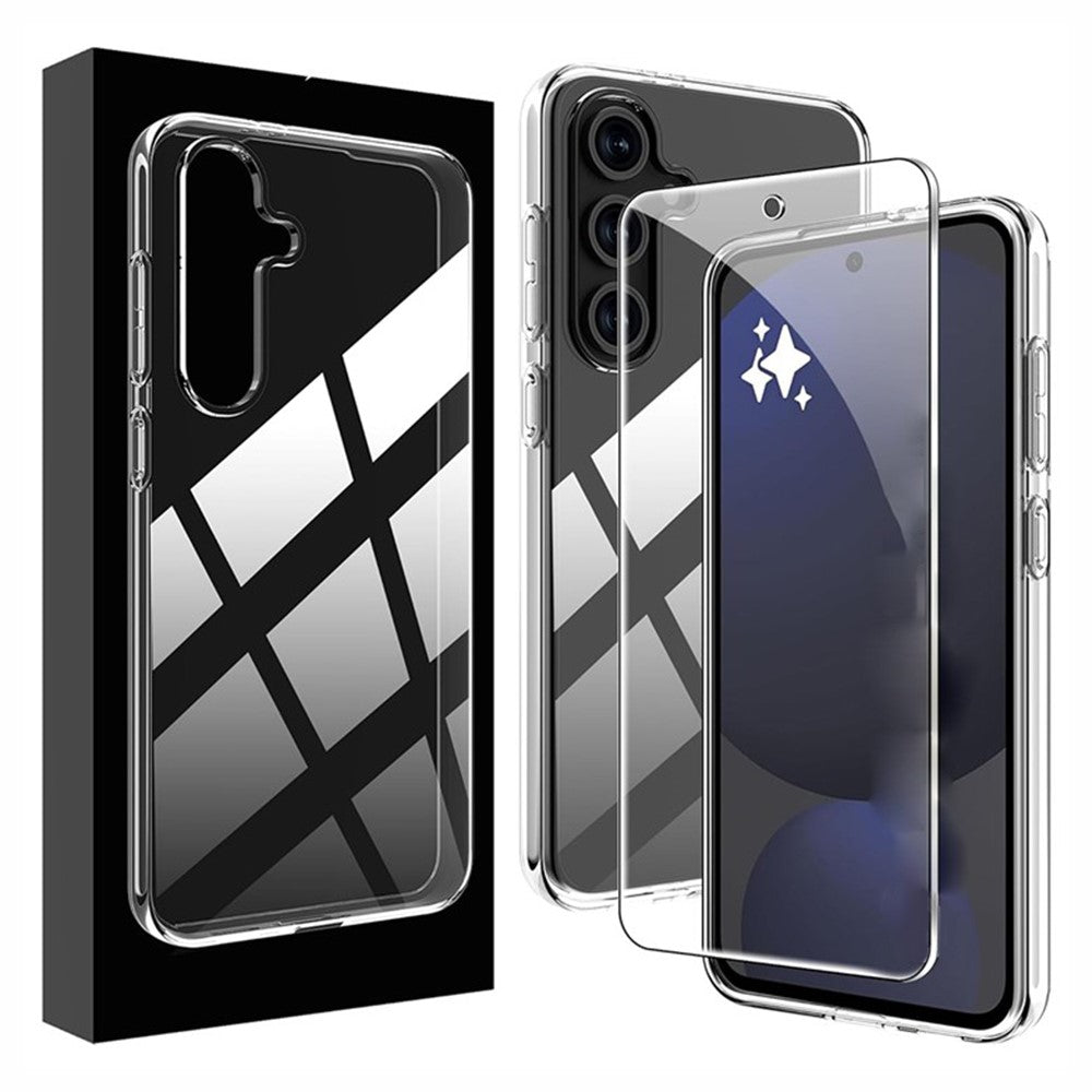 Coque transparente anti-rayures en TPU pour Samsung Galaxy S25 FE + protection d'écran 2,5D à bords incurvés 