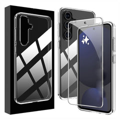 Coque transparente anti-rayures en TPU pour Samsung Galaxy S25 FE + protection d'écran 2,5D à bords incurvés 