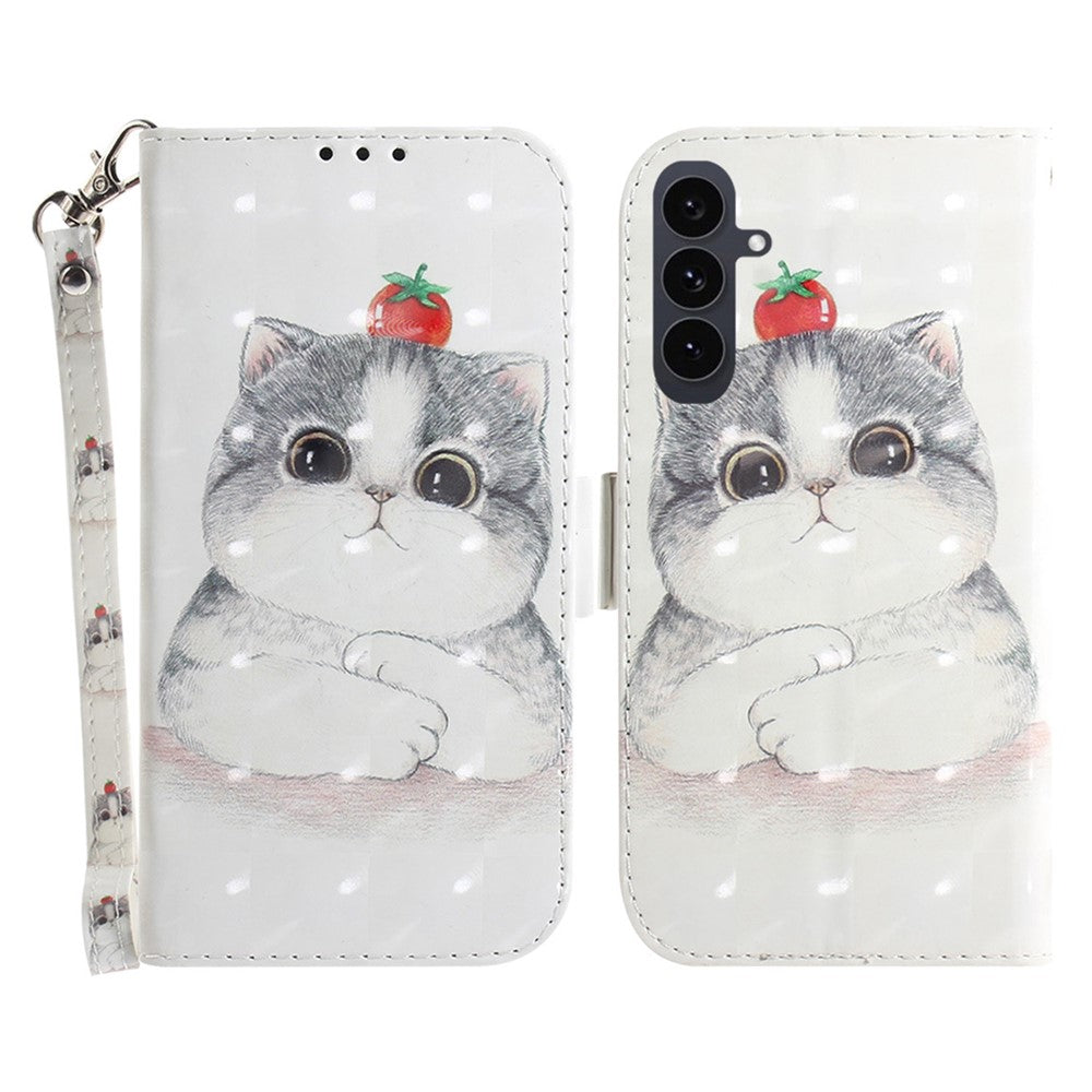 For Samsung Galaxy S25 FE Case Pattern Printing Leather Wallet Phone Cover with Wrist Strap