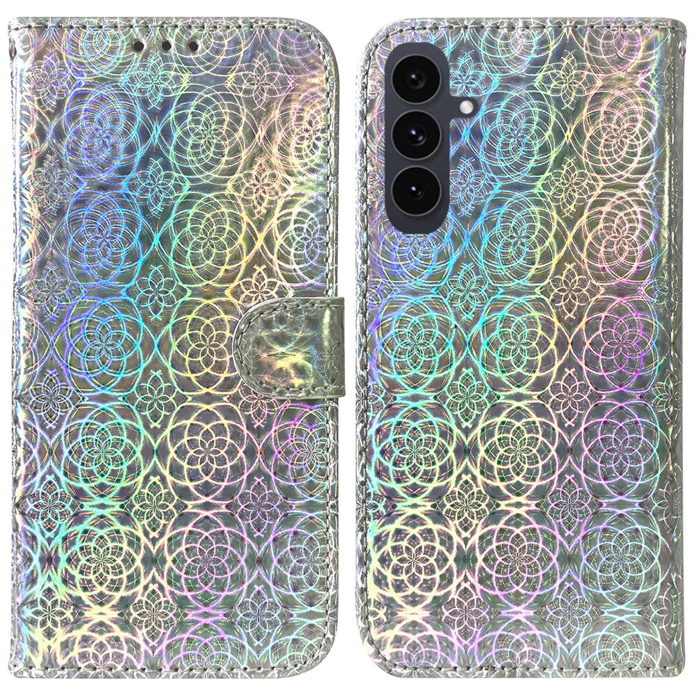 For Samsung Galaxy S25 FE Stand Case Dazzling Flower Leather Phone Cover with Wrist Strap - TechGearPal