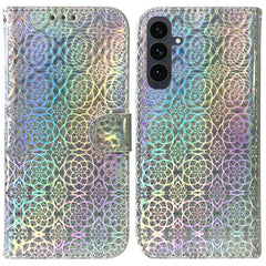 For Samsung Galaxy S25 FE Stand Case Dazzling Flower Leather Phone Cover with Wrist Strap