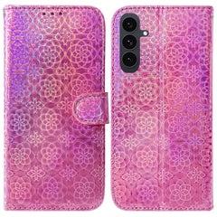For Samsung Galaxy S25 FE Stand Case Dazzling Flower Leather Phone Cover with Wrist Strap