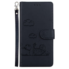 For Samsung Galaxy S25 FE Case RFID Blocking Kitten Pattern TPU + PU Leather Phone Cover with Wrist Strap