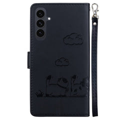 For Samsung Galaxy S25 FE Case RFID Blocking Kitten Pattern TPU + PU Leather Phone Cover with Wrist Strap