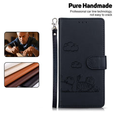 For Samsung Galaxy S25 FE Case RFID Blocking Kitten Pattern TPU + PU Leather Phone Cover with Wrist Strap