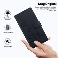 For Samsung Galaxy S25 FE Case RFID Blocking Kitten Pattern TPU + PU Leather Phone Cover with Wrist Strap