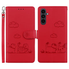 For Samsung Galaxy S25 FE Case RFID Blocking Kitten Pattern TPU + PU Leather Phone Cover with Wrist Strap
