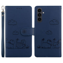 For Samsung Galaxy S25 FE Case RFID Blocking Kitten Pattern TPU + PU Leather Phone Cover with Wrist Strap