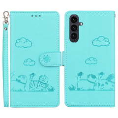For Samsung Galaxy S25 FE Case RFID Blocking Kitten Pattern TPU + PU Leather Phone Cover with Wrist Strap