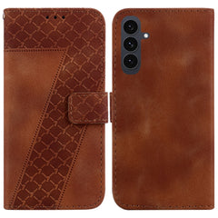 Für Samsung Galaxy S25 FE Stand Case 7-förmiges Muster Aufdruck Leder Telefonabdeckung mit Riemen 