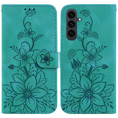 Étui en cuir avec dragonne pour Samsung Galaxy S25 FE, motif lys et fleurs 