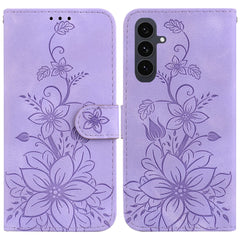 Étui en cuir avec dragonne pour Samsung Galaxy S25 FE, motif lys et fleurs 