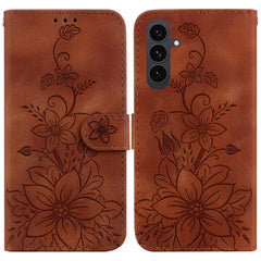 Étui en cuir avec dragonne pour Samsung Galaxy S25 FE, motif lys et fleurs 