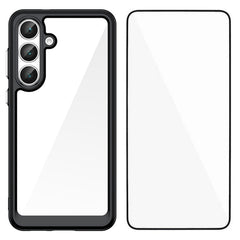 Für Samsung Galaxy S25 FE Handyhülle WANLONFENG XC-Serie TPU-Acryl-Abdeckung mit gehärtetem Glas (großes Linsenloch) 