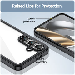 Für Samsung Galaxy S25 FE Handyhülle WANLONFENG XC-Serie TPU-Acryl-Abdeckung mit gehärtetem Glas (großes Linsenloch) 