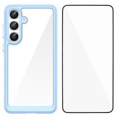 Für Samsung Galaxy S25 FE Handyhülle WANLONFENG XC-Serie TPU-Acryl-Abdeckung mit gehärtetem Glas (großes Linsenloch) 