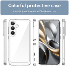 Für Samsung Galaxy S25 FE Hülle WANLONFENG MF Serie TPU Acryl Klare Telefonabdeckung mit gehärteter Glasfolie 