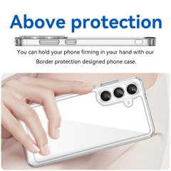 Für Samsung Galaxy S25 FE Hülle WANLONFENG MF Serie TPU Acryl Klare Telefonabdeckung mit gehärteter Glasfolie 