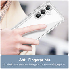Für Samsung Galaxy S25 FE Hülle WANLONFENG MF Serie TPU Acryl Klare Telefonabdeckung mit gehärteter Glasfolie 