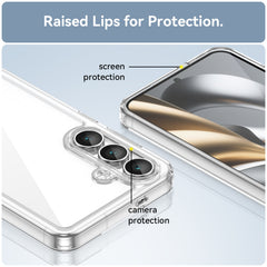 Für Samsung Galaxy S25 FE Hülle WANLONFENG MF Serie TPU Acryl Klare Telefonabdeckung mit gehärteter Glasfolie 
