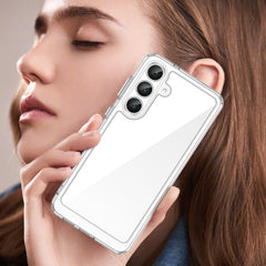 Für Samsung Galaxy S25 FE Hülle WANLONFENG MF Serie TPU Acryl Klare Telefonabdeckung mit gehärteter Glasfolie 