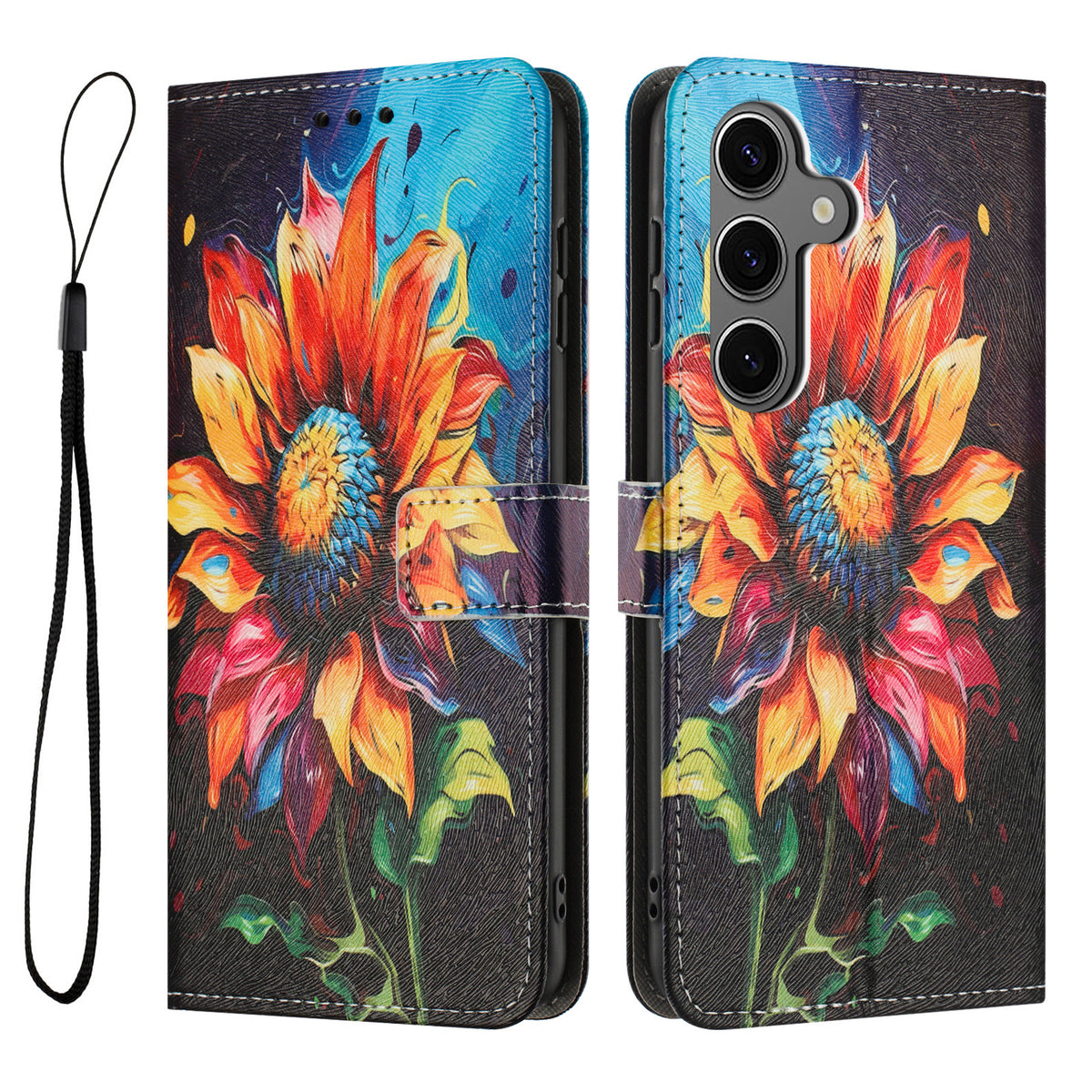 For Samsung Galaxy S25 FE Wallet Case Pattern Printing PU Leather Phone Cover with Lanyard - TechGearPal