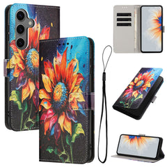 Für Samsung Galaxy S25 FE Brieftaschenhülle Musterdruck PU-Leder-Telefonabdeckung mit Lanyard 